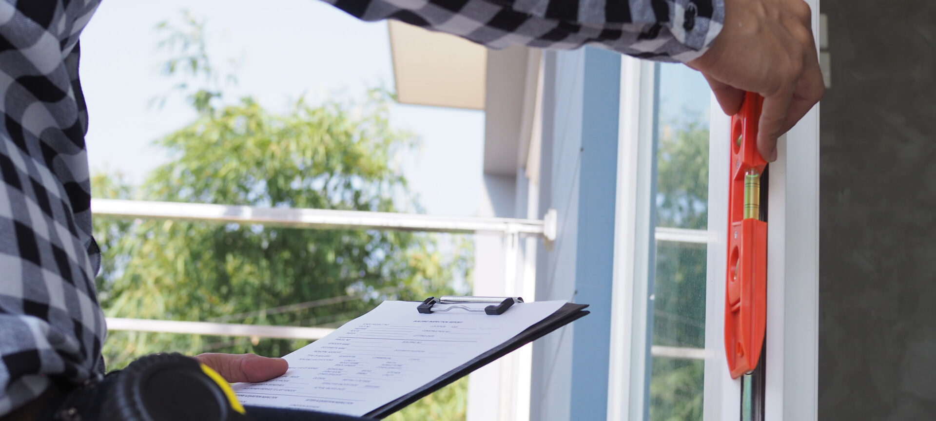 House Inspectors Or Home Building Contractors Use Water Levels And The Clipboard Is Checking.