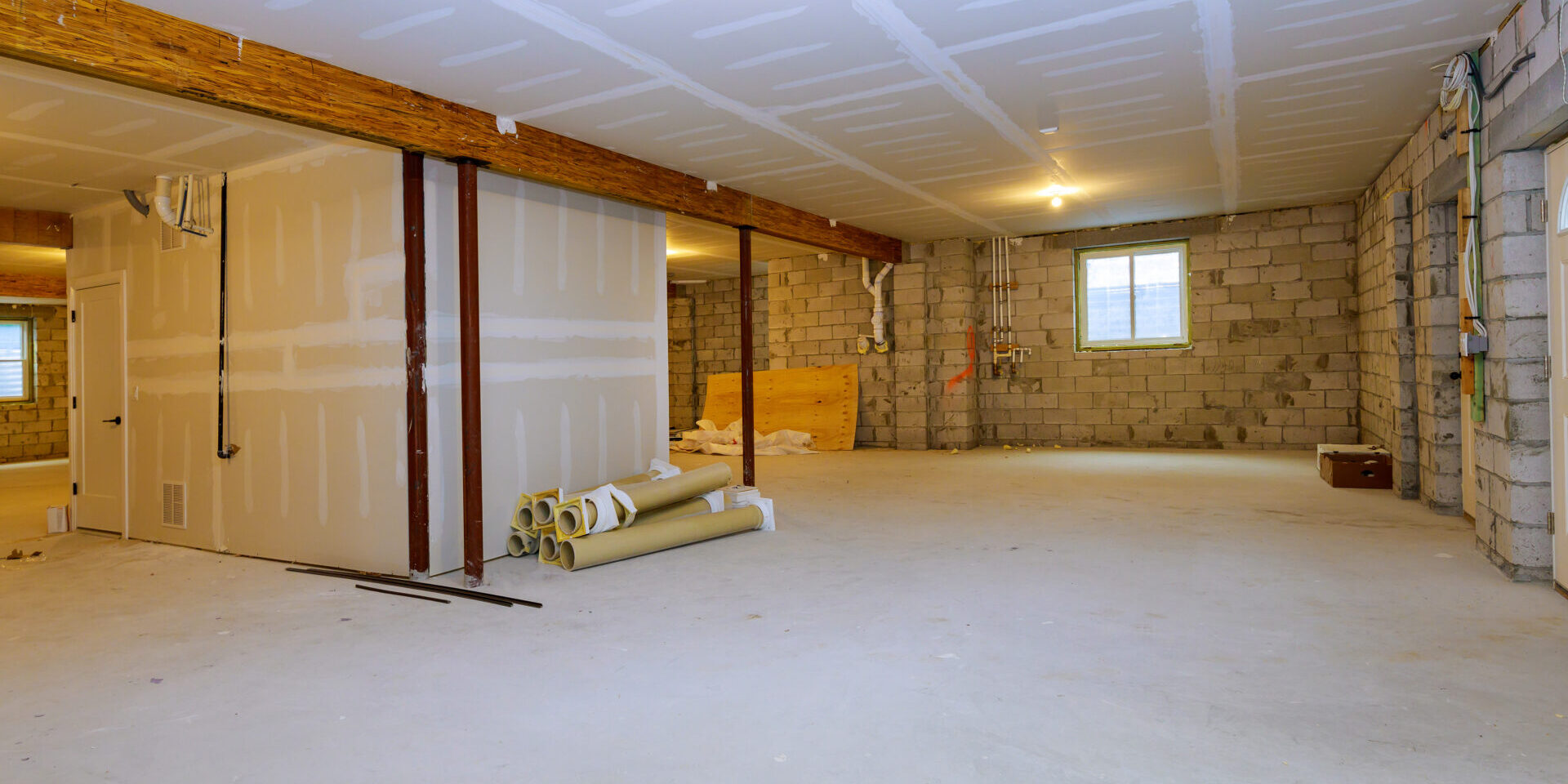 Unfinished New Build Interior Construction Basement Renovation