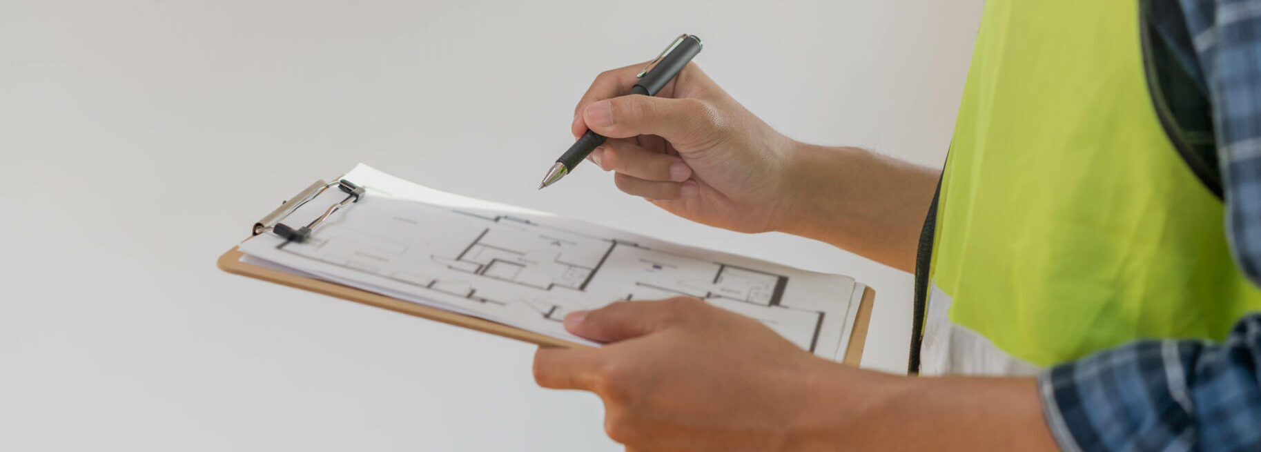 Building Inspection, Contractor Asian Young Man, Male Inspecting Home, Reconstructed Construction, Renovation Or Check Defect, Before Finish Handing It Over To Client. Engineering Worker, Copy Space.